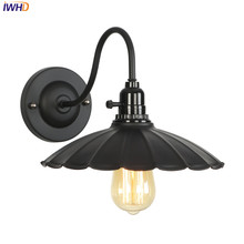 IWHD Nordic Loft LED Wall Lamp Black Iron Retro Wandlamp Vintage Industrial LED Wall Light With Switch Applique Murale Luminaire 2024 - buy cheap