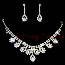 Conjuntos de joyas clásicas para novia, collar y pendientes con diamantes de imitación de cristal, accesorios de novia, conjuntos de joyería para mujer 2024 - compra barato