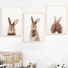 Wall Art Canvas Painting Kawaii Rabbit Animal Nordic Posters And Prints Bunny Nursery Wall Pictures For Living Room Kids Room 2024 - buy cheap