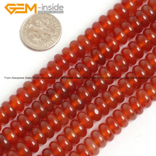 Espaciador de ágatas Rojas naturales con gemas en el interior Heishi Roundelle, perlas de cornalina para hacer joyas, 8X12mm, 15 pulgadas, joyería DIY 2024 - compra barato