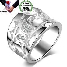 OMHXZJ Wholesale Personality Fashion OL Woman Girl Party Wedding Gift Wide Luxury AAA Zircon 925 Sterling Silver Ring RN193 2024 - buy cheap
