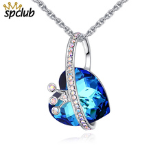 SPCLUB Fashion Jewelry Crystals From Swarovski Heart Pendant Necklace For Women Romanticr Love Necklaces & Pendants Collares 2024 - buy cheap