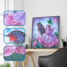 Special Shaped Diamond Painting DIY 5D Partial Drill Cross Stitch Kits Crystal Fashion Girl Bird Pattern Embroidery Arts 2024 - buy cheap