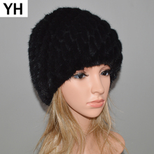 2021 Russia Winter Women Genuine Real Mink Fur Hat Real Mink Fur Beanies Caps Warm Soft Knitted Cotton Lining Real Mink Fur Cap 2024 - buy cheap