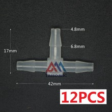12 peças 4.8mm t tpye equant conector igual tubo marceneiro material pp plástico montagem tanque de peixes companhia aérea aquário 2024 - compre barato