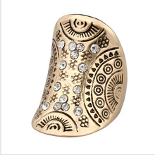 Винтажный античный золотистый гравированный Тотем кольца для женщин Этническая Праздничная бижутерия с кольцами 2024 - купить недорого