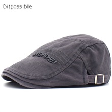 Ditpossible classic cotton hats for men vintage letters casquette gorras berets flat cap 2024 - buy cheap