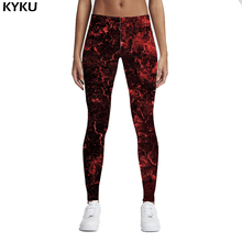 Kyku-novo calça legging feminina 3d, preta, estampa espinhos, justa, longa, calça feminina, ponto de tinta, punk gótico 2024 - compre barato