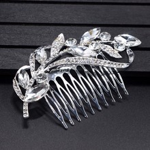 Shiny Leaves Bridal Hair Accessories Silver Color Rhinestone Crystal Wedding Hair Combs for Women Hair Jewelry Brides Headpiece 2024 - buy cheap