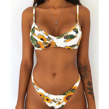 Women Swimsuit Sexy Push Up Bikinis Floral Mid Waist Swimwear Female 2019 Bathing Suit Women Beachwear Woman Beach Wear Biquini 2024 - buy cheap
