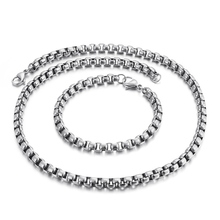 Conjunto de collar y pulsera de acero inoxidable para hombre y mujer, conjunto de joyería de tamaño 3mm/ 4mm /5mm 2024 - compra barato