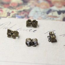 1000pcs Antique Bronze bowknot Copper Earplugs,earmuffs studs cameo,earrings base setting stud accessories 2024 - buy cheap