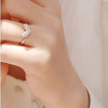 Silver Plated Heart Rings Crystal Rhinestone Love Ring Women Girls Finger Fashion Jewelry Cubic Zirconia Wedding Bands 2024 - buy cheap