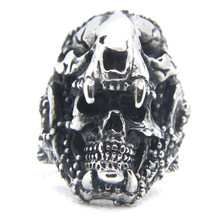 Indian Jaguar Warrior Skull Ring 316L Stainless Steel Vintage Punk Men Jewelry 2024 - buy cheap