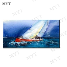 MYT What Set Sail, pintura al óleo pintada a mano moderna sobre lienzo, pinturas de pared de algodón, imagen para sala de estar, arte de pared sin marco 2024 - compra barato