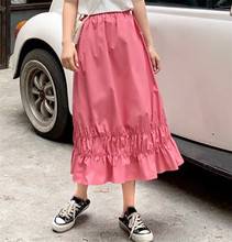 Женская длинная Плиссированная юбка, элегантная длинная юбка из хлопка и льна с высокой талией, розовая, желтая, фиолетовая, синяя юбка, размеры 6xl, 7xl, в Корейском стиле, 2020 2024 - купить недорого