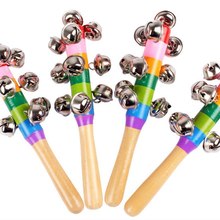 Красочные Радуга ручной душ палочка с колокольчиком для маленьких деревянная перкуссия музыкальная игрушка для KTV вечерние Детские шейкер погремушка развивающие игрушки 2024 - купить недорого