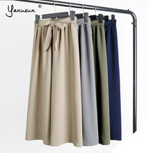 Yanueun Spring Summer Hot Sale Solid Wide Leg Pants Loose Pants Bow Ankle Length Pants Women's High Waist Stylish Loose Pants 2024 - buy cheap