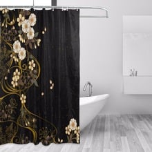 Cortinas de banho à prova dwaterproof água estilo japonês sakura floral flor mulher banheiro cortina chuveiro 100% ployester tecido com 12 ganchos 2024 - compre barato