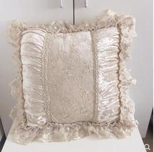 beige golden/green/purple/brown velvet pillowcase sofa cushion cover lace pleats lumbar pillow cover 2024 - buy cheap