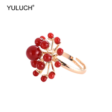 YULUCH 2019 Fashion Rings Setting Red White Pearl Resizable Rings For Women Trendy Pop Plastic Jewelry Cocktail Rings Party Gift 2024 - buy cheap