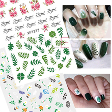 3D Nail Art Stickers Decoration Summer Cool Leaf Nail Stickers Transfer Decals Manicure Design Adhesive Stickers Nails Foil Set 2024 - buy cheap