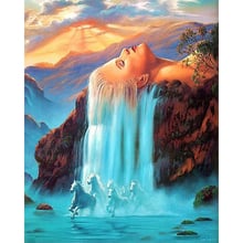 Pintura por números diy dropshipping 50x65 60x75cm fantasia mulher paisagem de montanha presente feito à mão para adulto presente original decoração de casa 2024 - compre barato