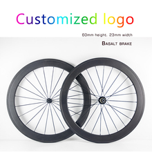 Customized Carbon wheels Road Bike wheelset 700C 60mm Clincher Tubular 23mm width Road Carbon Bicycle Bike Wheels Basalt Brake 2024 - buy cheap