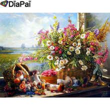 DIAPAI 5D DIY Pintura 100% Praça Cheia de Diamante/Broca Redonda "Flor paisagem" Diamante Bordado Ponto Cruz 3D decor A22069 2024 - compre barato