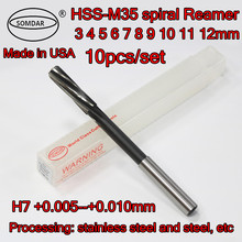 3 4 5 6 7 8 9 10 11 12mm 10pcs/set H7 +0.005-+0.010mm Made in USA SOMDAR HSS-Co5% M35 spiral Reamer Process stainless steel Etc. 2024 - buy cheap