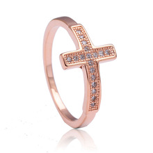 Cross rings for women engagement jewelry wedding gift classic luxury new large rose Gold Color cz promise promise ring 2024 - buy cheap