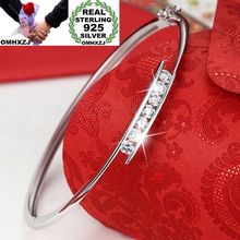 OMHXZJ-brazalete de Plata de Ley 925 con circonita blanca AAA, accesorio para mujer y niña, regalo de boda, moda europea, BA76 2024 - compra barato