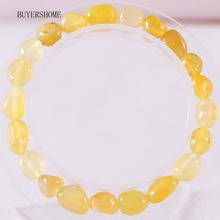 Women Bangle Jewelry Gift Handmade Stretch Natural Stone Beads Yellow Jades Bracelet 1Pcs H1309 2024 - buy cheap