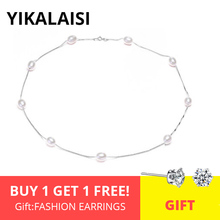 YIKALAISI-gargantilla de perlas naturales para mujer, cadena de plata de ley 925, collares de joyería, accesorios de perlas de 7-8mm 2024 - compra barato