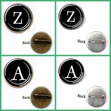 Fashion personalize 26 letter ID special charm brooch glass convex text pin punk jewelry woman friends accessories gift souvenir 2024 - buy cheap