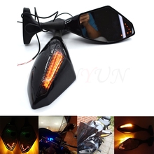 Universal Motorcycle Rear View Side Wing Mirrors w/ LED Turn Signal Light  for Honda VFR800 CBR1100XX BLACKBIRD ST1300 ST1300A 2024 - buy cheap