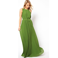 Женское платье-макси без рукавов, темно-зеленое платье с круглым вырезом в европейском и американском стиле, модель JD224 на лето, 2019 2024 - купить недорого