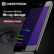 CHEERYMOON Purple Blue Eye Care For iPhone 7 Full Plus Phone Full Cover Screen Protector For iPhone 8 Tempered Glass Free Ship 2024 - buy cheap