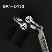 BRAVEKISS trendy cz stone open jump rings twins rings for women party wedding twist knuckle bands alliance jewelry BJR0013B 2024 - buy cheap