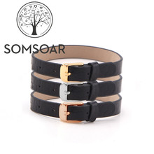 Somsoar pulseiras de couro genuíno, joias de pele de cobra preta, para braceletes, acessórios para pingentes deslizantes 2024 - compre barato