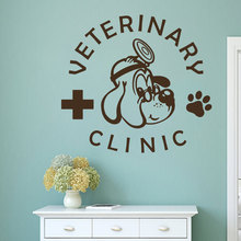 Pet Veterinary Services Logo Wall Sticker Medicine Veterinary Clinic Design Wall Decal Pet Shop Cat Dog Wall Vinyl Mural AY1347 2024 - buy cheap