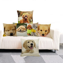 XUNYU-funda de almohada de 45x45 Cm para decoración del hogar, cubierta de cojín con estampado de lino para perros y mascotas, A0018 2024 - compra barato