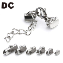 Stainless Steel Jewelry Connector Flat Leather Cord End Fastener Clasps Extension Chain Lobster Clasp Necklace Bracelet Making 2024 - buy cheap