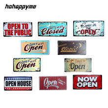 hohappyme Open Closed Signs Opening Hours Shop Open Vintage Plaques Decorative Metal Bar Plate Home Decor 15x30cm 2024 - buy cheap