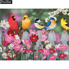 Zhui Star Full Square Drill 5D DIY Diamond Painting "Flowers and birds" 3D Embroidery Cross Stitch Rhinestone Mosaic Decor HYY 2024 - buy cheap