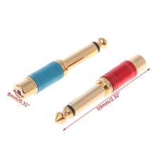 OOTDTY 1 Pair 6.35mm 1/4" Male Mono Plug To RCA Female Jack Audio Adapter Cable Connector 2024 - buy cheap