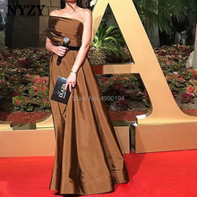 NYZY E125 Vestido Formatura Satin One Shoulder Elegant Dubai Evening Dresses Long Brown Robe Soiree 2024 - buy cheap