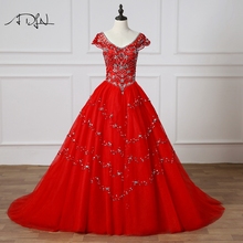 Vestido/vestido de baile vermelho adaderente, 15 anos de idade, feito sob medida, com decote em v, manga para debutante 2024 - compre barato