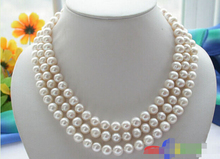 Collar de perlas cultivadas de agua dulce redondas blancas de 10MM de 3ROW, precio de fábrica al por mayor, regalo para mujeres, joyería de palabras 2024 - compra barato