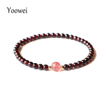 Yoowei New 4mm 5A Garnet Bracelet for Girls Gift Round Mini Chic Tiny Jewelry Handmade Genuine Natural Stone Jewelry Wholesale 2024 - buy cheap